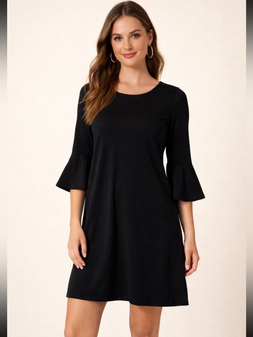 Lilly Pulitzer Ophelia Swing Dress Flounce Bell Sleeves Black Mini Size Small